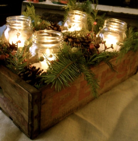 Mason Jar Christmas Centerpiece 
